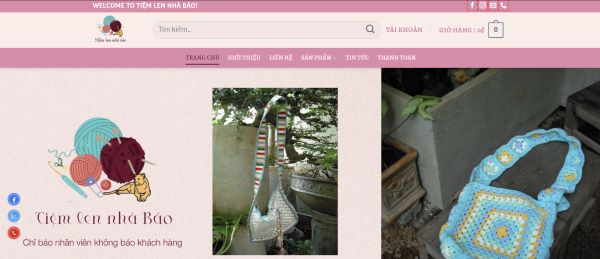 Giao diện Trang Chủ Tiệm len nhà báo