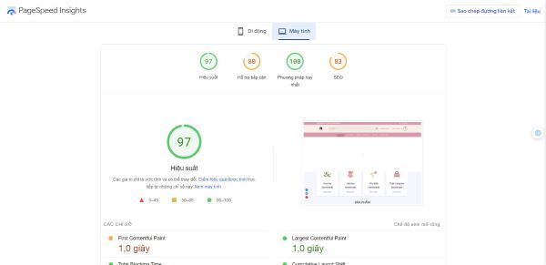 Tối ưu tốc độ load tại desktop